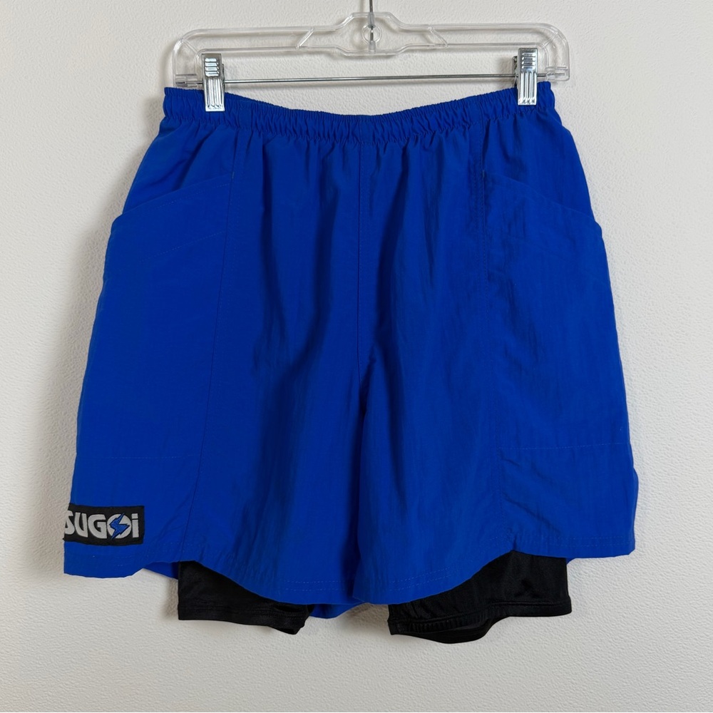 SUGOI Made in Canada Men’s Running Shorts Blue Nylon Lined Athletic Size Large - Picture 2 of 15